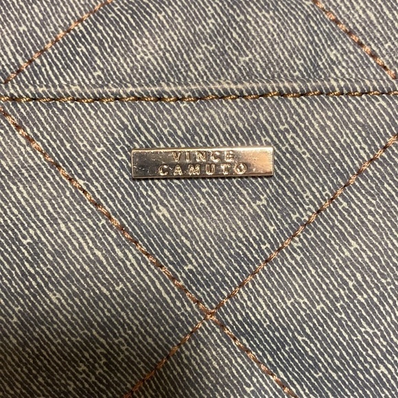 Vince Camuto Doty Quilted Leather Washed Denim Crossbody - Picture 6 of 13